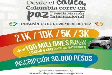 Este miércoles lanzamiento de la Primera Media Maratón Internacional en Popayán